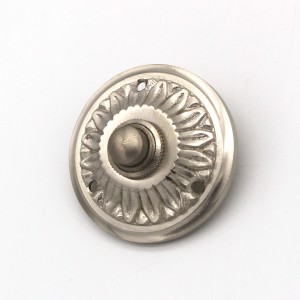 Cloche de style wilhelminien nickel mat brossé | plaque de cloche avec bouton de cloche| cloche ancienne NM9261 